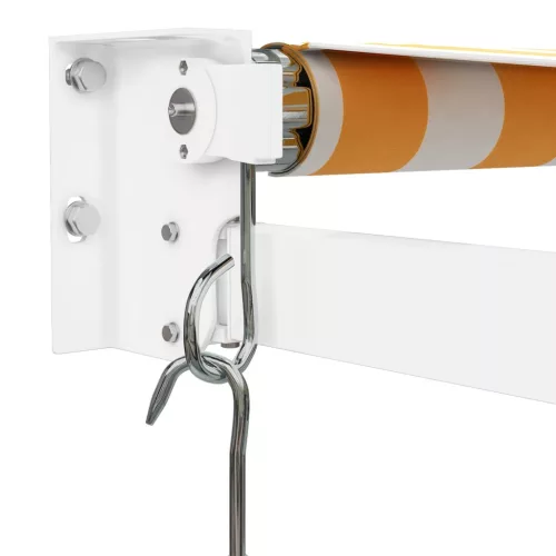  sárga-fehér szövet és alumínium behúzható napellenző 3 x 2,5 m