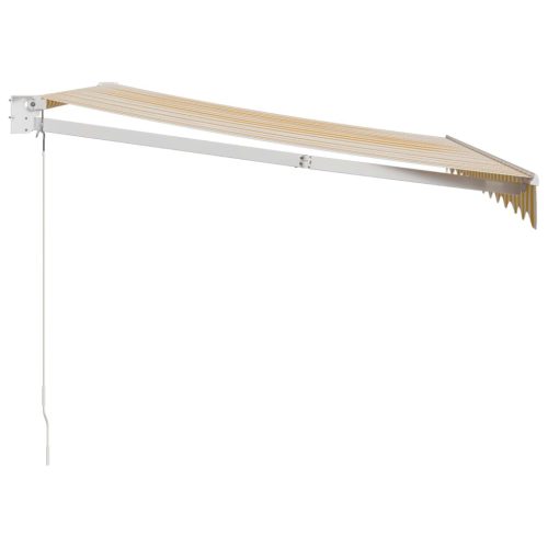  sárga-fehér szövet és alumínium behúzható napellenző 3,5x2,5 m