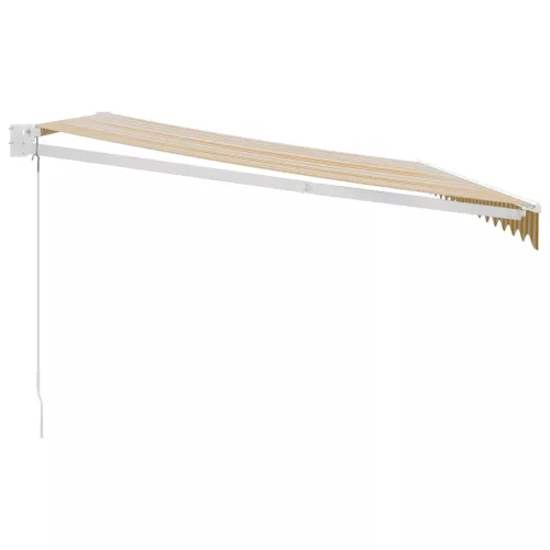  sárga-fehér szövet és alumínium behúzható napellenző 4,5 x 3 m