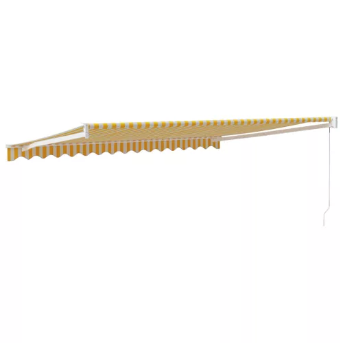  sárga-fehér szövet és alumínium behúzható napellenző 4,5 x 3 m