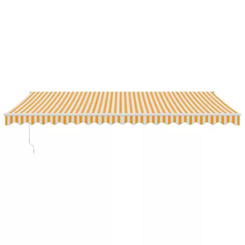  sárga-fehér szövet és alumínium behúzható napellenző 5 x 3 m