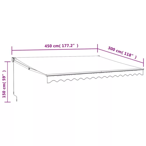  narancs-barna szövet és alumínium behúzható napellenző 4,5x3 m