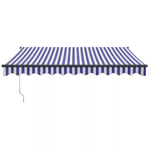  kék és fehér szövet és alumínium behúzható napellenző 3 x 2,5 m