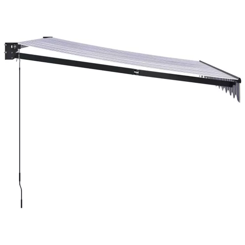  kék és fehér szövet és alumínium behúzható napellenző 3 x 2,5 m