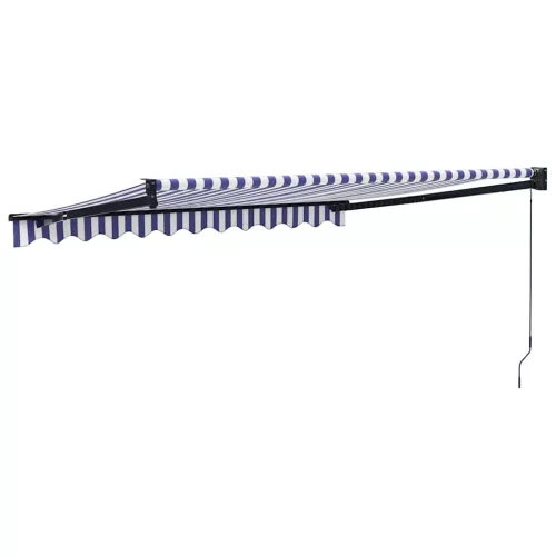  kék és fehér szövet és alumínium behúzható napellenző 3 x 2,5 m