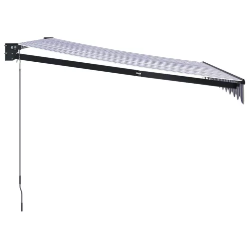  kék/fehér szövet és alumínium behúzható napellenző 3,5 x 2,5 m