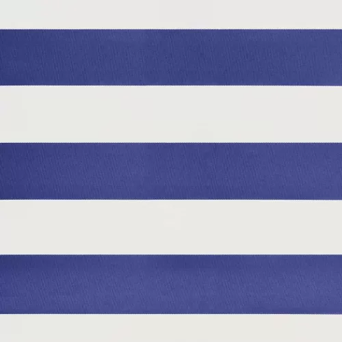  kék és fehér szövet és alumínium behúzható napellenző 4,5 x 3 m