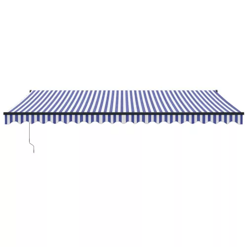  kék és fehér szövet és alumínium behúzható napellenző 5 x 3 m