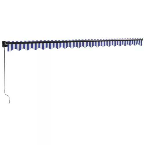  kék és fehér szövet és alumínium behúzható napellenző 5 x 3 m