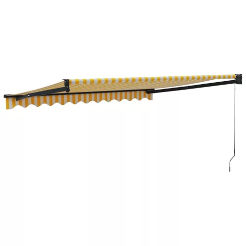  sárga-fehér szövet és alumínium behúzható napellenző 3 x 2,5 m