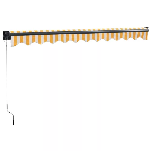  sárga-fehér szövet és alumínium behúzható napellenző 3 x 2,5 m