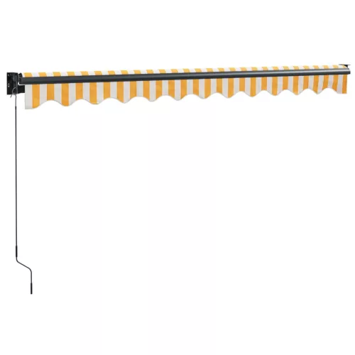  sárga-fehér szövet és alumínium behúzható napellenző 3,5x2,5 m