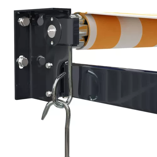  sárga-fehér szövet és alumínium behúzható napellenző 4 x 3 m