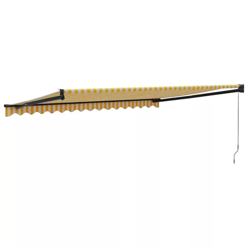  sárga-fehér szövet és alumínium behúzható napellenző 4,5 x 3 m