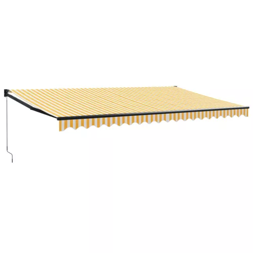  sárga-fehér szövet és alumínium behúzható napellenző 5 x 3 m
