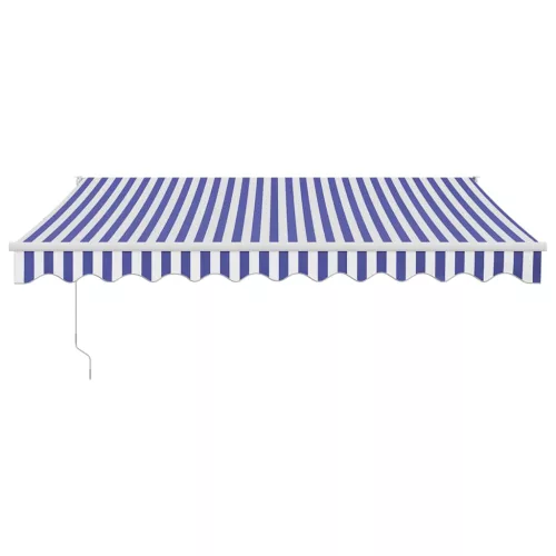  kék és fehér automata behúzható napellenző 3 x 2,5 m