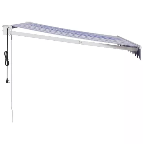  kék és fehér automata behúzható napellenző 3 x 2,5 m