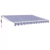  kék és fehér automata behúzható napellenző 3,5 x 2,5 m