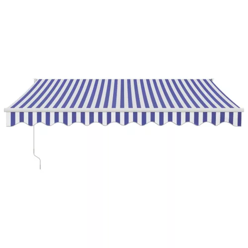  kék és fehér automata behúzható napellenző 3,5 x 2,5 m