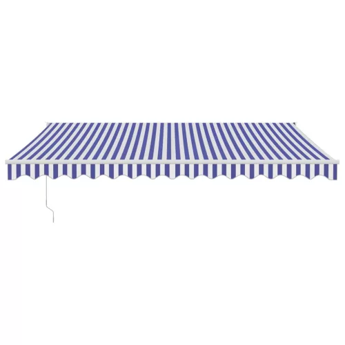  kék és fehér automata behúzható napellenző 4 x 3 m