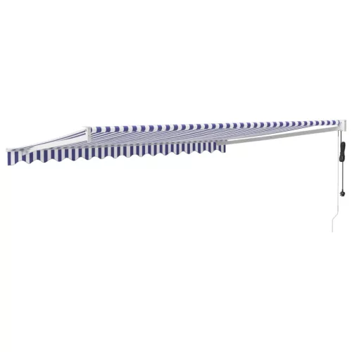  kék és fehér automata behúzható napellenző 4 x 3 m