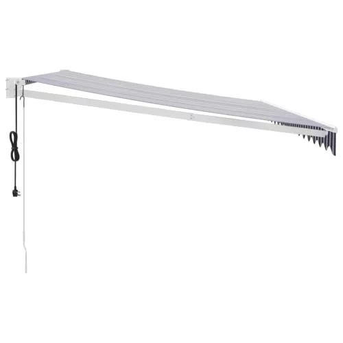  kék és fehér automata behúzható napellenző 4,5 x 3 m