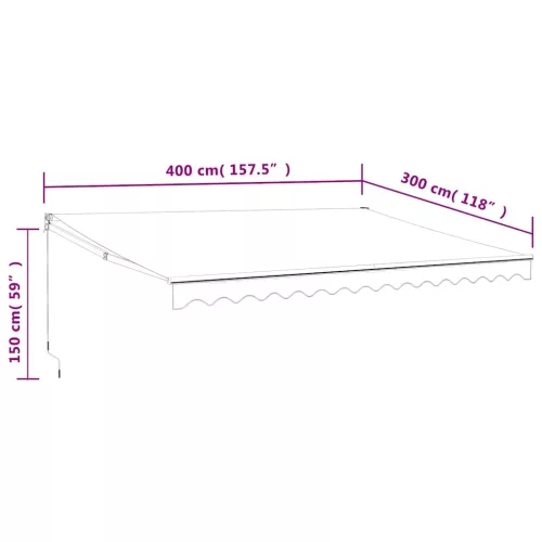  krémszínű automata behúzható napellenző 4 x 3 m