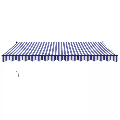  kék és fehér automata behúzható napellenző 4 x 3 m