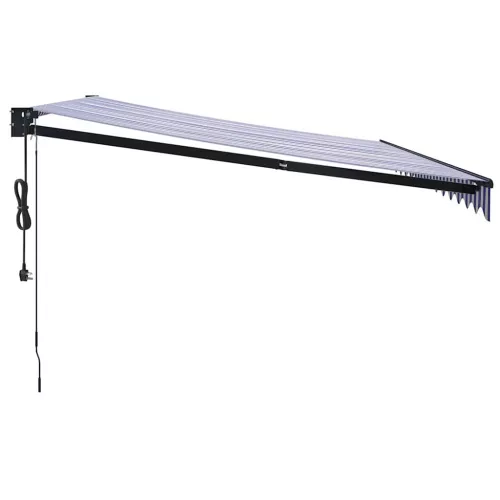  kék és fehér automata behúzható napellenző 4 x 3 m