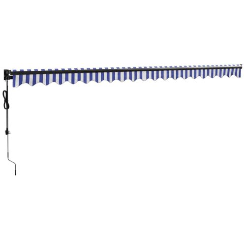  kék és fehér automata behúzható napellenző 5 x 3 m