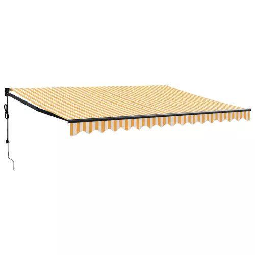  sárga-fehér automata behúzható napellenző 4 x 3 m