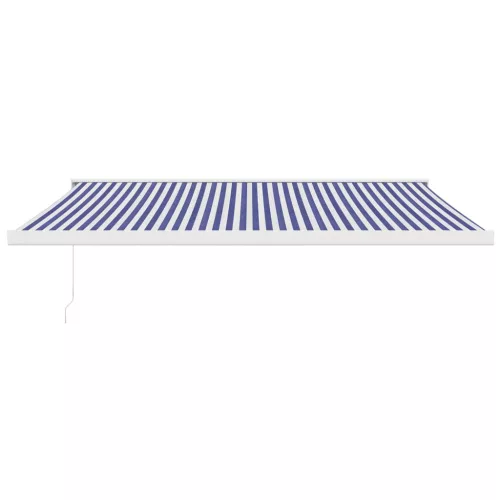  kék és fehér szövet és alumínium behúzható napellenző 4 x 3 m