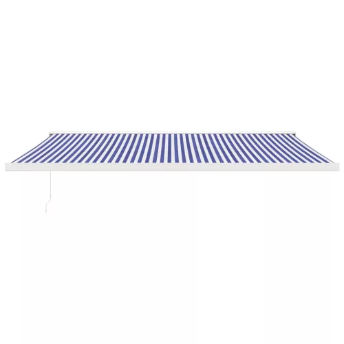  kék és fehér szövet és alumínium behúzható napellenző 5 x 3 m