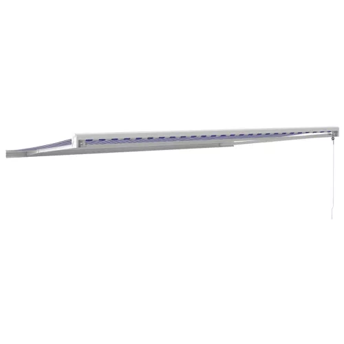  kék és fehér szövet és alumínium behúzható napellenző 5 x 3 m