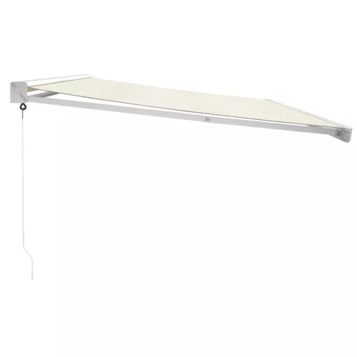  krémszínű szövet és alumínium behúzható napellenző 5 x 3 m