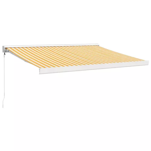  sárga-fehér szövet és alumínium behúzható napellenző 3 x 2,5 m