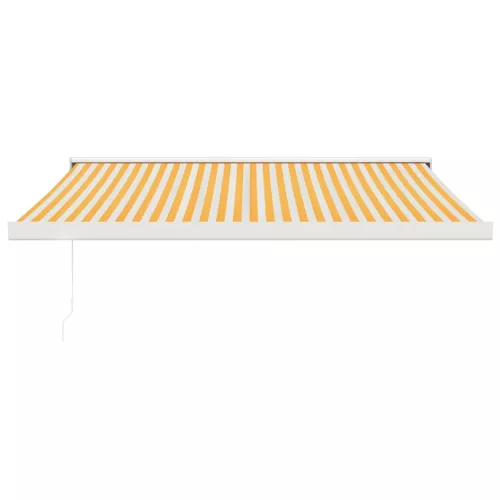  sárga-fehér szövet és alumínium behúzható napellenző 3 x 2,5 m