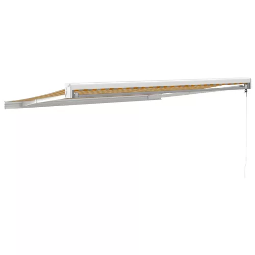  sárga-fehér szövet és alumínium behúzható napellenző 3 x 2,5 m