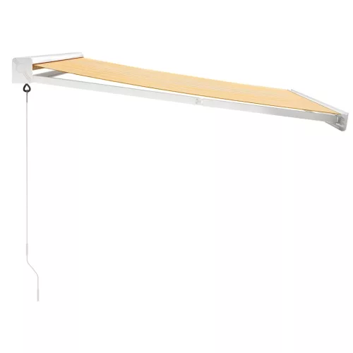  sárga-fehér szövet és alumínium behúzható napellenző 3,5x2,5 m