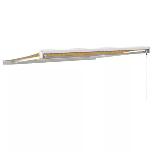  sárga-fehér szövet és alumínium behúzható napellenző 3,5x2,5 m