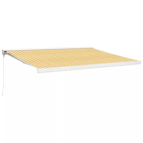  sárga-fehér szövet és alumínium behúzható napellenző 4,5 x 3 m