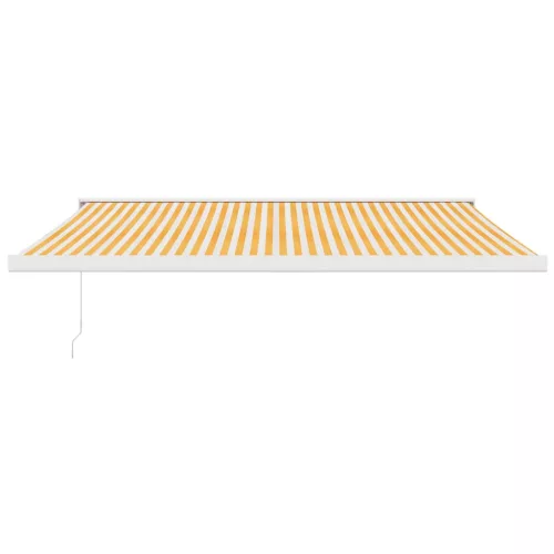  sárga-fehér szövet és alumínium behúzható napellenző 4,5 x 3 m