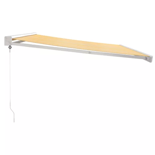  sárga-fehér szövet és alumínium behúzható napellenző 4,5 x 3 m