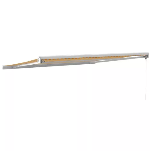  sárga-fehér szövet és alumínium behúzható napellenző 4,5 x 3 m