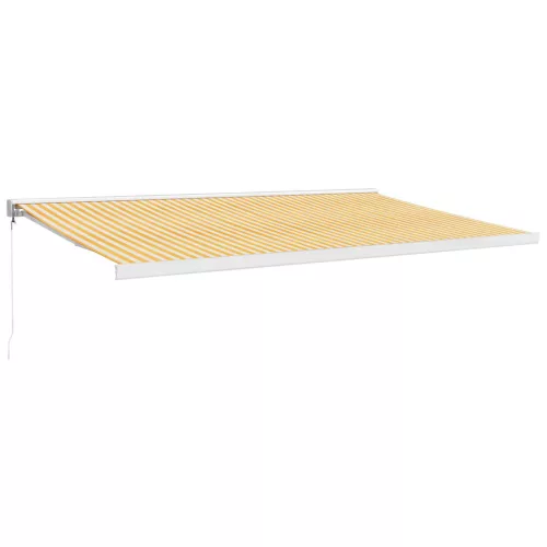  sárga-fehér szövet és alumínium behúzható napellenző 5 x 3 m