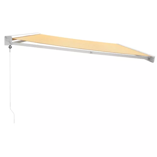  sárga-fehér szövet és alumínium behúzható napellenző 5 x 3 m