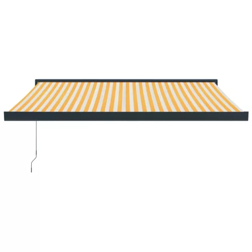  sárga-fehér szövet és alumínium behúzható napellenző 3,5x2,5 m