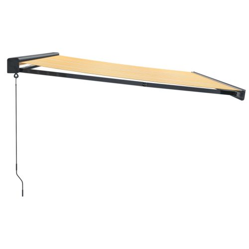  sárga-fehér szövet és alumínium behúzható napellenző 4,5 x 3 m