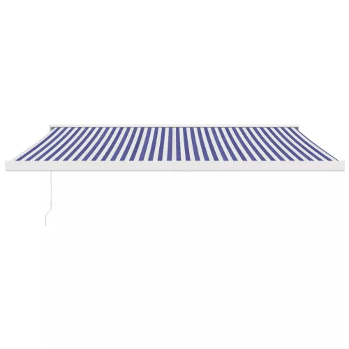  kék és fehér szövet és alumínium behúzható napellenző 4 x 3 m