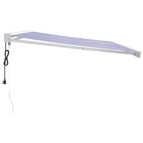  kék és fehér szövet és alumínium behúzható napellenző 4 x 3 m